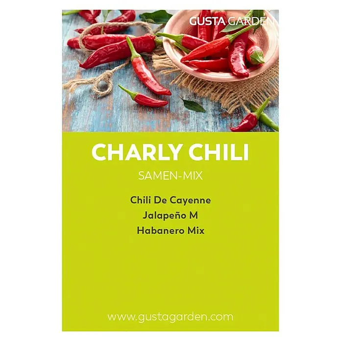 Gusta Garden Anzucht-Set Chili-Starter-Set - 5 -tlg., Dunkelgrün - Produktbild von "Charly Chili Samen-Mix" von Gusta Garden, eine Mischung aus Chili De Cayenne, Jalapeño und Habanero.