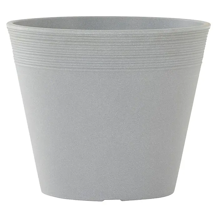 Siena Garden Pflanztopf Malaga - Außenmaß (Ø x H): 48 x 32 cm, Kunststoff, Grau - Grauer Pflanztopf mit gerippter Oberkante, ideal für Zimmerpflanzen und zur Dekoration von Innenräumen. Stilvolles Design für jedes Zuhause.