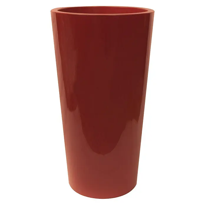Euro3plast Pflanzsäule rund Tuit - Außenmaß (Ø x H): 33 x 61 cm, Kunststoff, Mattone Glänzend - Roter, glänzender Pflanztopf mit zylindrischer Form. Ideal für Zimmerpflanzen und zur Dekoration von Innenräumen.