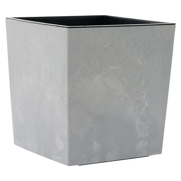 Siena Garden Pflanzkübel eckig Nizza Stone - Außenmaß (L x B x H): 40 x 40 x 41 cm, Kunststoff, Grau - Grauer, quadratischer Pflanzkübel mit eleganter Textur, ideal für Innen- und Außenbereiche. Robustes Design für Pflanzen aller Art.