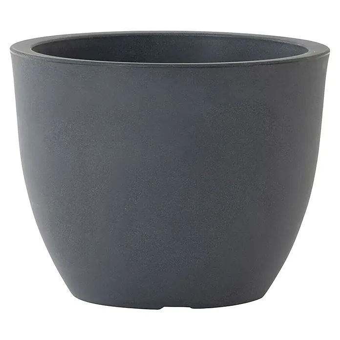 Siena Garden Pflanztopf Bristol - Außenmaß (Ø x H): 45 x 35 cm, Kunststoff, Anthrazit - Nahaufnahme eines grauen Blumentopfes mit abgerundeter Form, ideal für Zimmerpflanzen und moderne Dekorationen.
