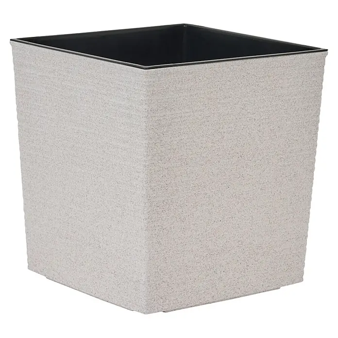 Siena Garden Pflanzkübel eckig Nizza Groove - Außenmaß (L x B x H): 40 x 40 x 41 cm, Kunststoff, Creme Groove - Ein quadratischer Pflanzkasten in Grau mit dunkler Innenseite. Ideal für den Innen- und Außenbereich, um Pflanzen stilvoll zu präsentieren.