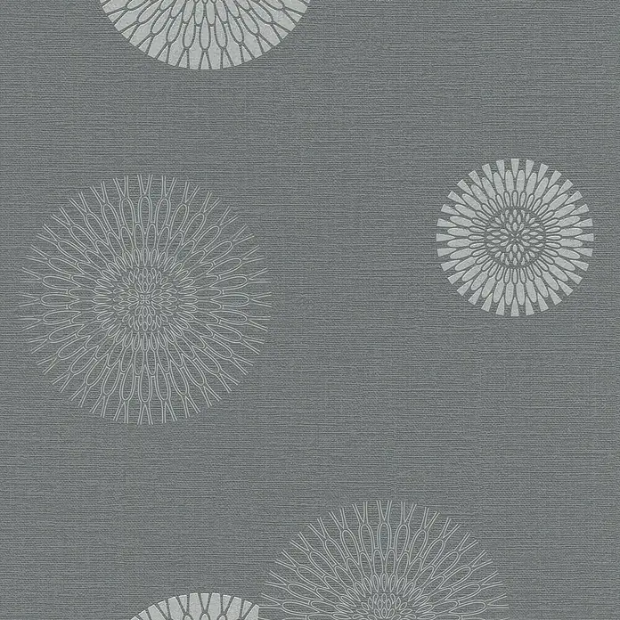 Rasch Tapetenwechsel Vliestapete - Dunkelgrau, Grafisch, 10,05 x 0,53 m - Elegante graue Tapete mit abstraktem Blütenmuster. Das dezente Design verleiht jedem Raum eine stilvolle und moderne Note.