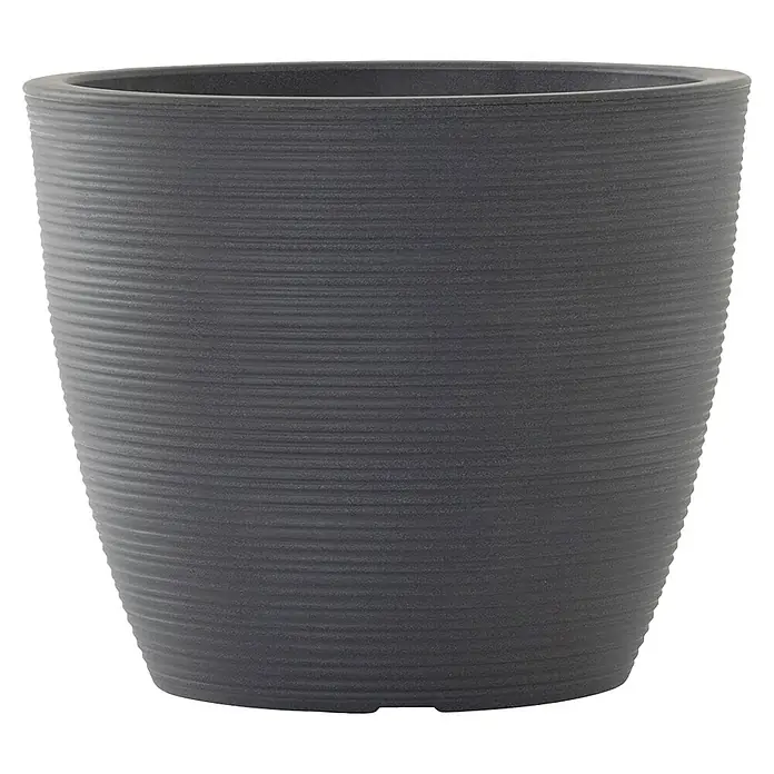 Siena Garden Pflanztopf Sevilla - Außenmaß (Ø x H): 58 x 50 cm, Kunststoff, Anthrazit - Grauer Topf mit horizontalen Rillen, ideal für Pflanzen im Innen- und Außenbereich. Das schlichte Design passt gut zu verschiedenen Einrichtungsstilen.
