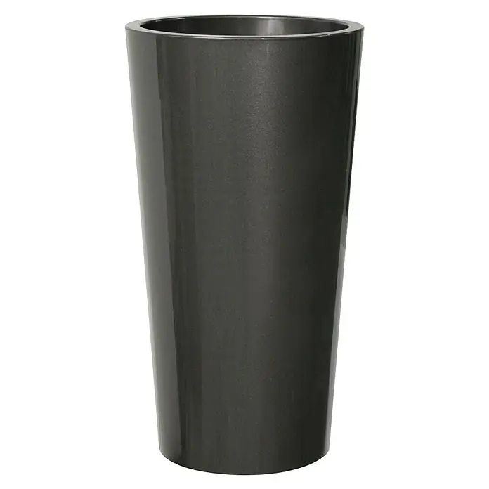 Euro3plast Pflanzsäule rund Tuit - Außenmaß (Ø x H): 33 x 61 cm, Kunststoff, Anthrazit Glänzend - Eleganter, anthrazitfarbener Pflanzkübel für Innen und Außen, perfekt für stilvolle Pflanzarrangements.