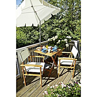 Sunfun Balkonmöbel-Set Diana (3 -tlg., Akazie/Textilen, Naturbraun/Hellgrau)