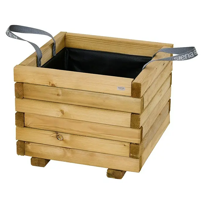 Siena Garden Pflanzkübel Taunus - Außenmaß (L x B x H): 40 x 40 x 33 cm, Holz, Naturbraun - Der Siena Garden Pflanzkasten aus Holz mit Tragegurten bietet eine stilvolle und praktische Lösung für Ihre Pflanzen.