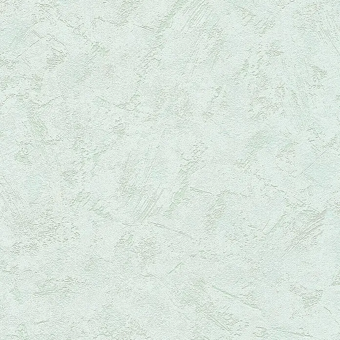 A.S. Création Vliestapete - Mintgrün, Uni, 10,05 x 0,53 m - Nahaufnahme einer hellen Wandtapete mit einer ausgeprägten, strukturierten Oberfläche, die eine dezente und elegante Optik bietet.