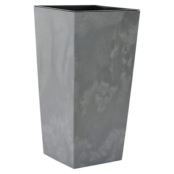 Siena Garden Pflanzsäule eckig Nizza Stone - Außenmaß (L x B x H): 30 x 30 x 57 cm, Kunststoff, Grau - Ein grauer, hoher Pflanzkübel in quadratischer Form, der eine moderne und stilvolle Ergänzung für jeden Innen- oder Außenbereich darstellt.