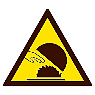 Cartel (Amarillo/Negro, Peligro de corte, 10,5 x 10,5 cm)