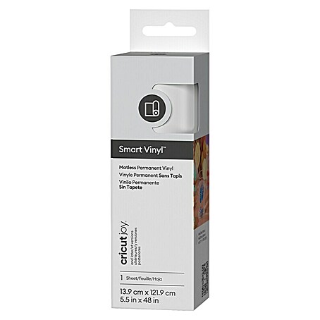 Cricut Joy Vinylfolie Smart Vinyl Permanent (Weiß, 121,9 x 13,9 cm, Selbstklebend)