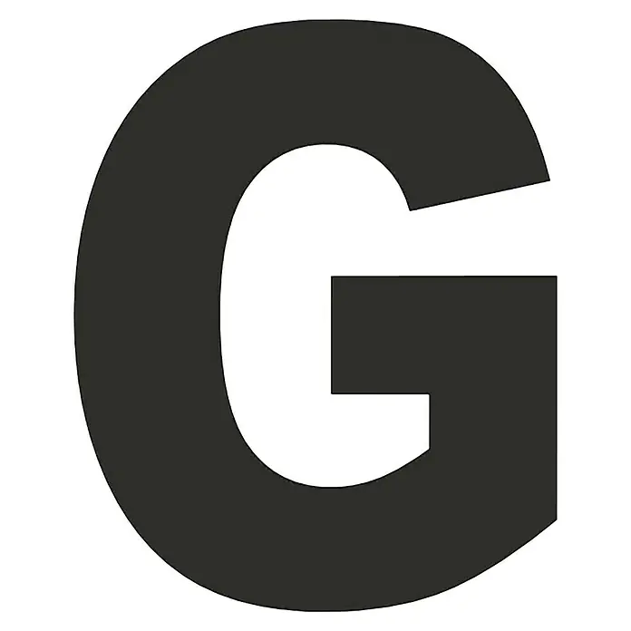 Etiqueta adhesiva - G, Negro/blanco, Altura: 50 mm - Letra G gris oscuro.