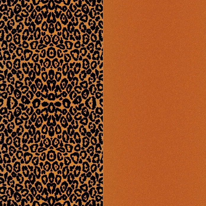 Cricut Transferfolie Infusible Ink - 2 Stk., Leopard, L x B: 30,5 x 30,5 cm - Abstraktes Musterdesign mit Leopardenmuster auf der einen Seite und einfarbigem Orange auf der anderen Seite.