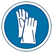 Cartel (Azul / Blanco, Uso obligatorio de guantes de seguridad)