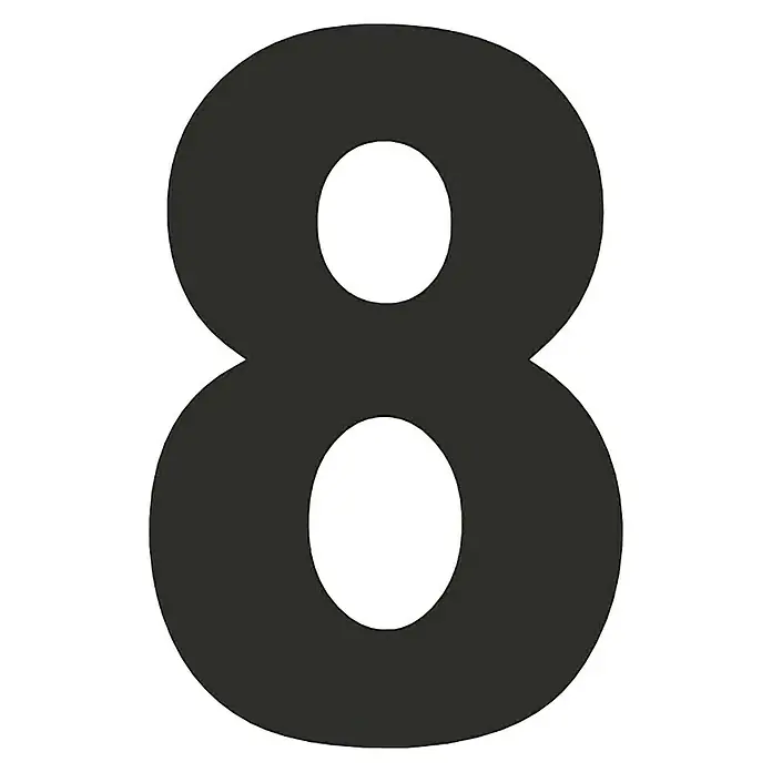 Etiqueta adhesiva - 8, Negro/blanco, Altura: 50 mm - Número 8 gris oscuro, un dígito sólido.