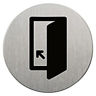 Rótulo (Plateado/Negro, Por favor, cierre la puerta, 9 cm)