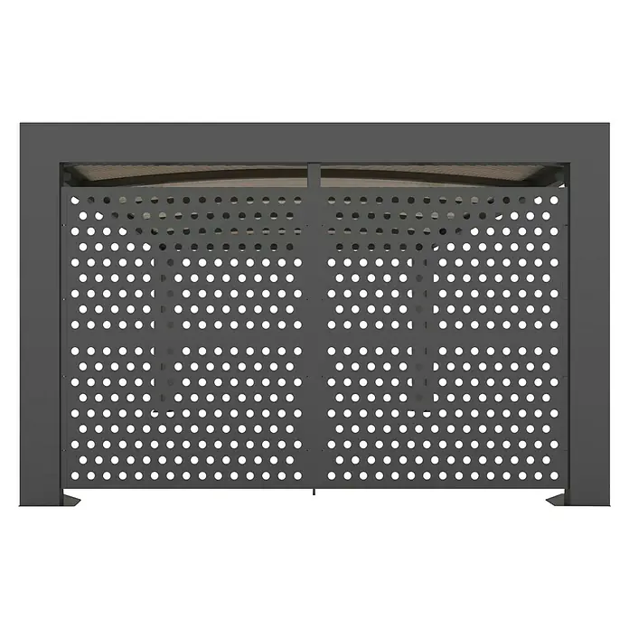 Allview Wandelement Cubus Endwand - Passend für: Allview Cubus Einzelcarport, B x H: 320 x 190 cm - Abbildung eines perforierten Metallschirms in einem dunklen Rahmen, ideal für Privatsphäre oder dekorative Zwecke in Innenräumen.