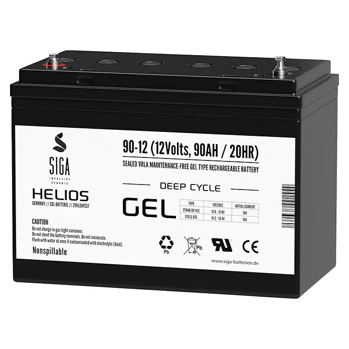 Akku Helios GEL - 90 Ah, 12 V - SIGA 90-12 GEL-Batterie, 12V, 90AH, wartungsfrei, für Deep-Cycle-Anwendungen, ideal für zuverlässige Energieversorgung.