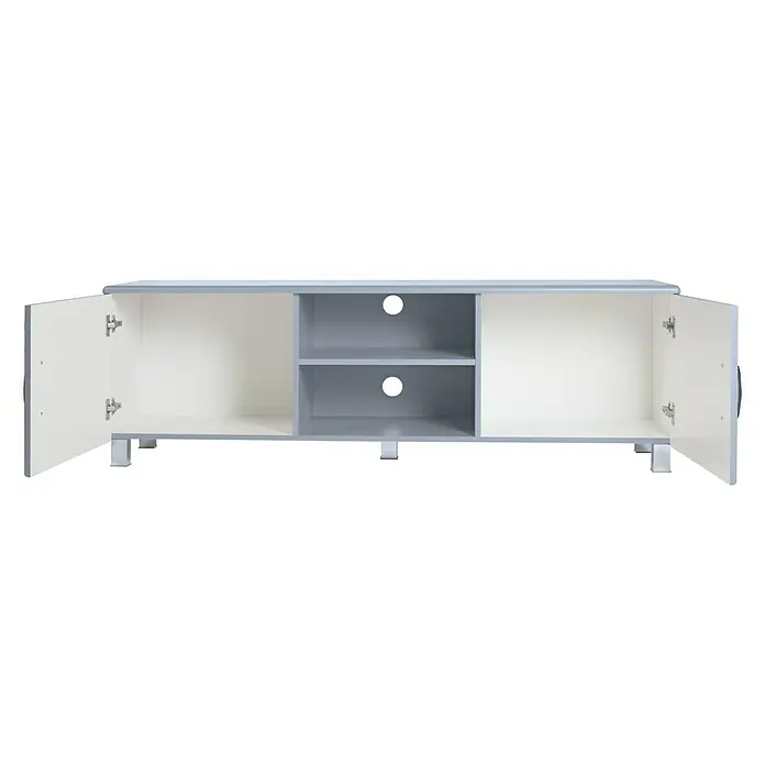 Phönix Miami Lowboard - L x B x H: 43 x 160 x 52 cm, Grau - Offener, grauer TV-Ständer mit Stauraum und zwei Regalfächern. Ideal für das Wohnzimmer, um Mediengeräte stilvoll unterzubringen.