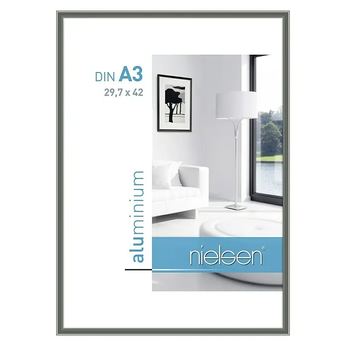 Nielsen Alurahmen Classic - DIN A3 / 29,7 x 42 cm, Contrastgrau - Grauer DIN A3 Aluminium Bilderrahmen von Nielsen, ideal zur stilvollen Präsentation von Bildern und Fotos im Format 29,7 x 42 cm.