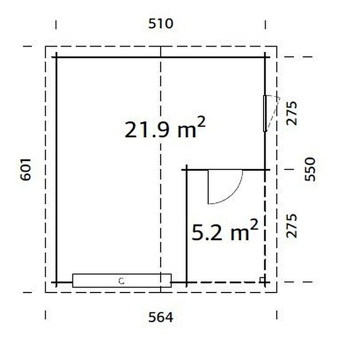 Palmako Garaje Roger con puerta seccional (Medidas ext. (An x Pr): 564 x 601 cm, Madera, Natural, 27,1 m²) | BAUHAUS
