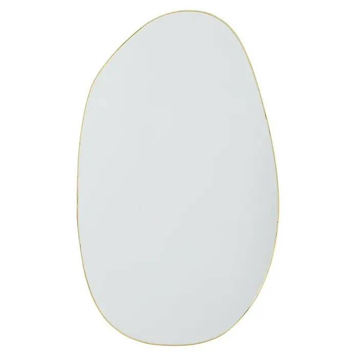 Espejo de pared Bode - 44 x 73 cm, Dorado - Un espejo elegante de forma irregular con un marco dorado, que aporta un toque de sofisticación moderna a cualquier habitación.