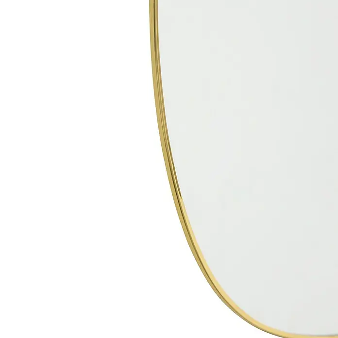 Espejo de pared Bode - 44 x 73 cm, Dorado - Detalle de un espejo redondo con marco dorado. El diseño elegante agrega un toque de lujo y estilo a cualquier habitación.