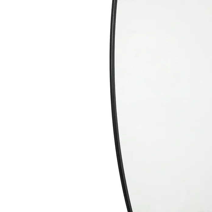 Espejo de pared Napoli - Diámetro: 100 cm, Negro - Detalle de un espejo redondo con un marco fino y negro. El vidrio reflectante ofrece una estética limpia y elegante.