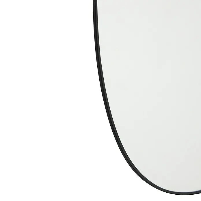 Espejo de pared Bode - 44 x 73 cm, Negro - Primer plano de un producto redondo y blanco con borde negro, ideal para fotografía de estudio e iluminación profesional.