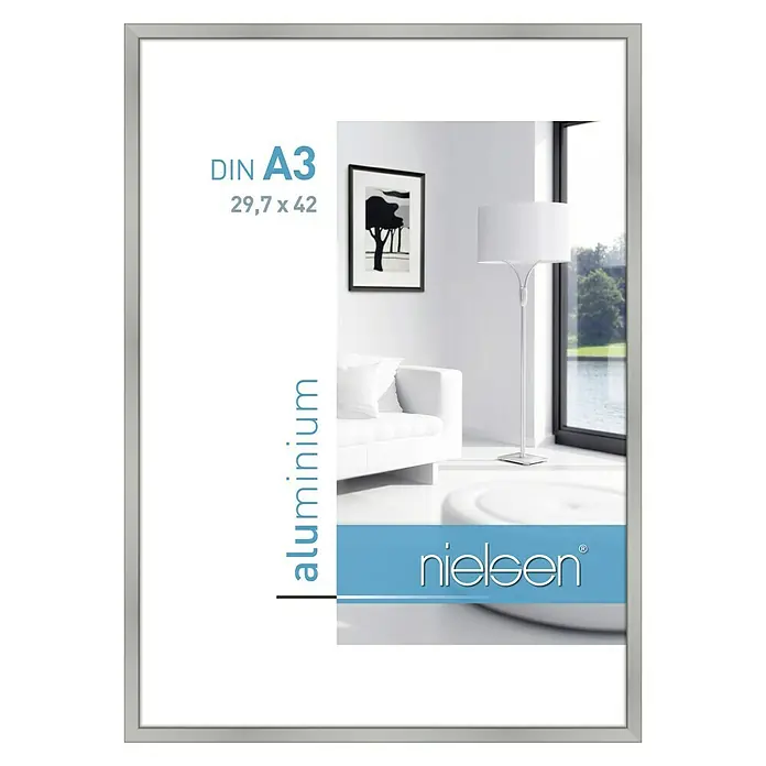 Nielsen Alurahmen Classic - DIN A3 / 29,7 x 42 cm, Silber - Silberner Nielsen A3 Aluminium Bilderrahmen. Ideal zum stilvollen Präsentieren von Fotos, Kunstdrucken und Dokumenten im Format 29,7 x 42 cm.