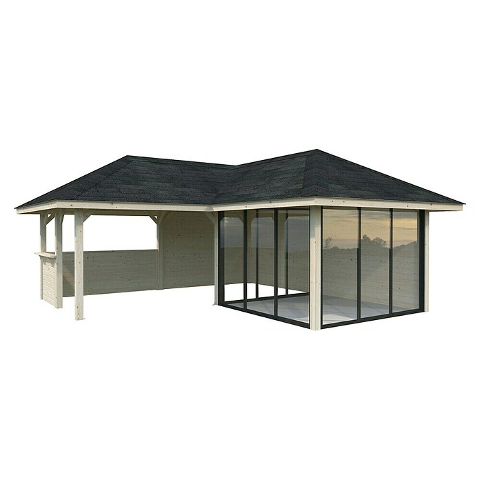 Palmako Caseta de jardín Bianca Set 510 Slide Plus (Medidas ext. (An x Pr): 672 x 672 cm, Madera, Natural) | BAUHAUS