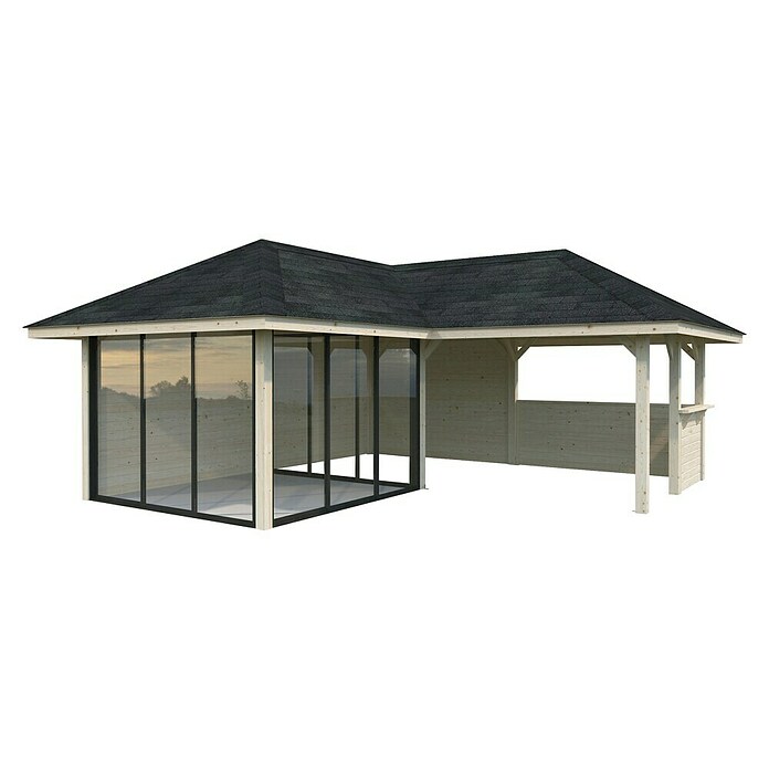 Palmako Caseta de jardín Bianca Set 510 Slide Plus (Medidas ext. (An x Pr): 672 x 672 cm, Madera, Natural) | BAUHAUS