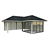 Palmako Caseta de jardín Bianca Set 511 Slide Plus (Medidas ext. (An x Pr): 672 x 672 cm, Madera, Natural) | BAUHAUS