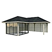 Palmako Caseta de jardín Bianca Set 511 Slide Plus (Medidas ext. (An x Pr): 672 x 672 cm, Madera, Natural) | BAUHAUS