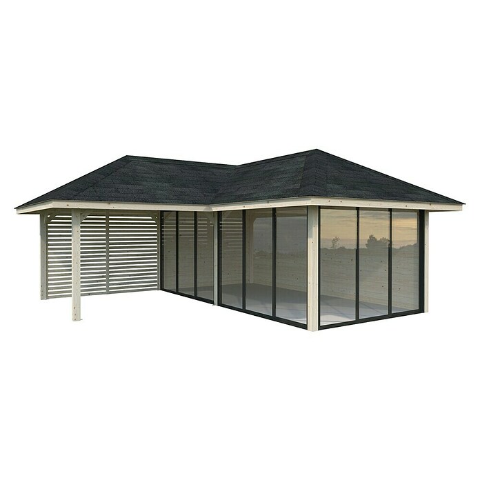 Palmako Caseta de jardín Bianca Set 214 Slide (Medidas ext. (An x Pr): 672 x 672 cm, Madera, Natural) | BAUHAUS