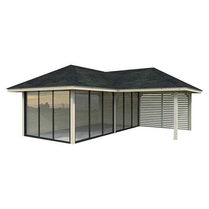 Palmako Caseta de jardín Bianca Set 214 Slide (Medidas ext. (An x Pr): 672 x 672 cm, Madera, Natural) | BAUHAUS