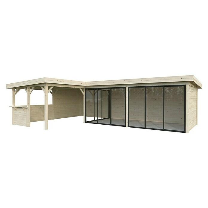 Palmako Caseta de jardín Lenna Set 420 Slide (Medidas ext. (An x Pr): 916 x 628 cm, Madera, Natural) | BAUHAUS
