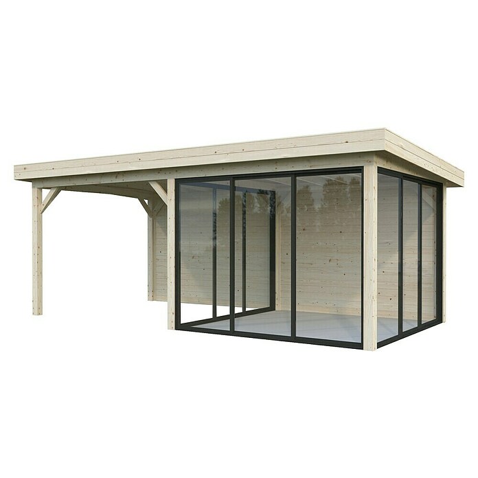 Palmako Caseta de jardín Lenna Set 406 Slide (Medidas ext. (An x Pr): 628 x 340 cm, Madera, Natural) | BAUHAUS