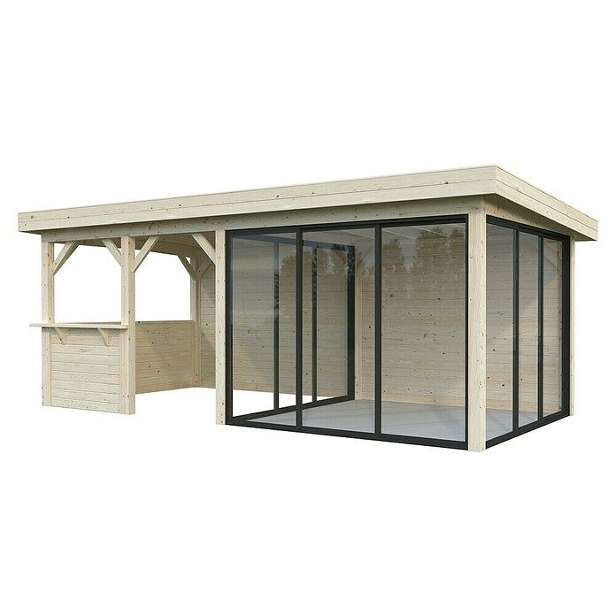 Palmako Caseta de jardín Lenna Set 708 Slide Plus (Medidas ext. (An x Pr): 628 x 340 cm, Madera, Natural) | BAUHAUS