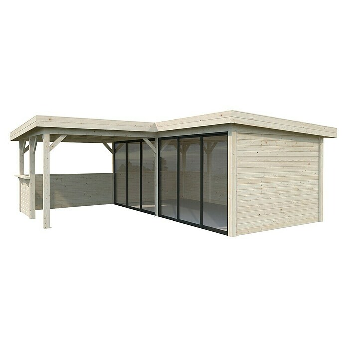 Palmako Caseta de jardín Lenna Set 422 Slide (Medidas ext. (An x Pr): 628 x 628 cm, Madera, Natural) | BAUHAUS