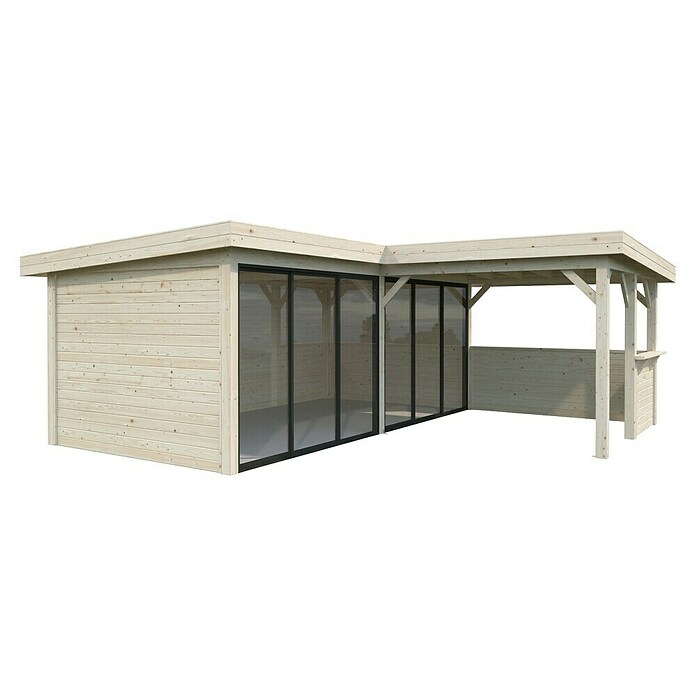 Palmako Caseta de jardín Lenna Set 422 Slide (Medidas ext. (An x Pr): 628 x 628 cm, Madera, Natural) | BAUHAUS