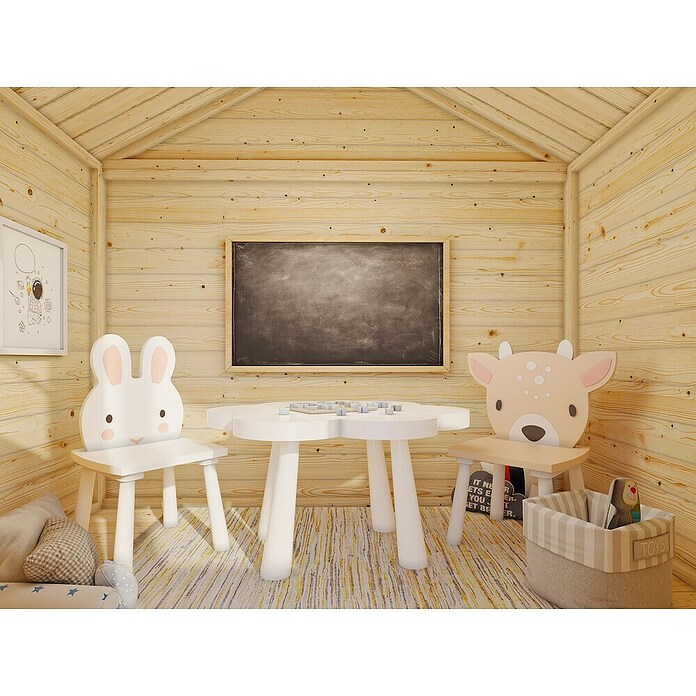 Palmako Caseta infantil Toby set con columpio (Medidas ext. (An x Pr): 421 x 284 cm, Madera, Natural) | BAUHAUS