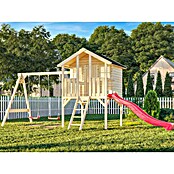 Palmako Caseta infantil Toby set con columpio (Medidas ext. (An x Pr): 421 x 284 cm, Madera, Natural) | BAUHAUS
