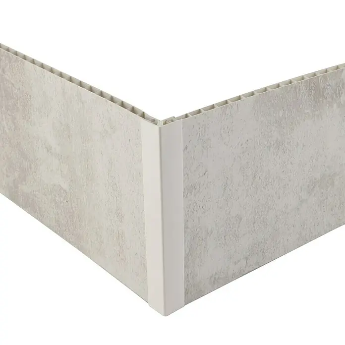Grosfillex Winkelleiste - Weiß, 2.600 x 11 x 20 mm - Ecke aus Wandpaneelen in Steinoptik mit weißem Eckprofil. Ideal für Badezimmer und andere Innenräume.
