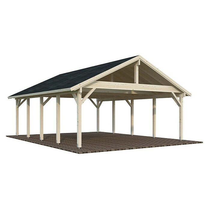 Palmako Carport doble Classico Robert (Medidas ext. (An x Pr): 637 x 764 cm, Carport doble, Natural) | BAUHAUS