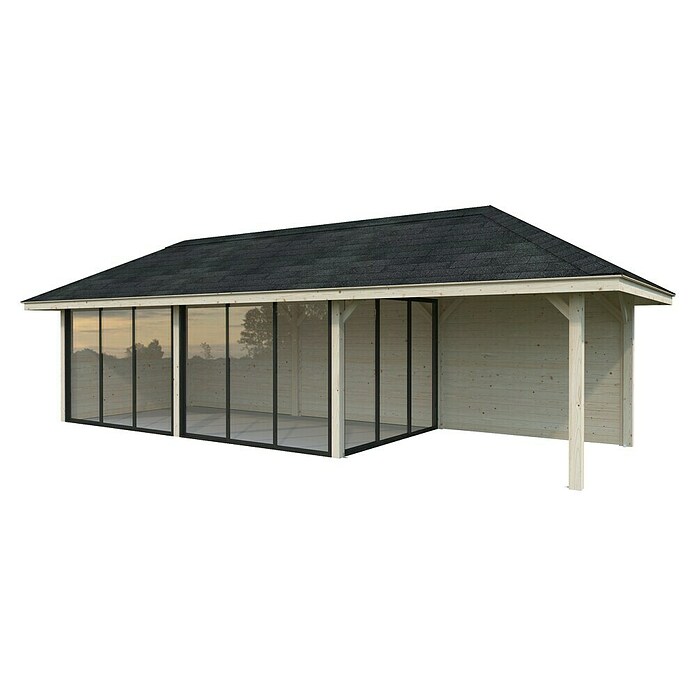 Palmako Caseta de jardín Bianca Set 517 Slide Plus (Medidas ext. (An x Pr): 960 x 384 cm, Madera, Natural) | BAUHAUS