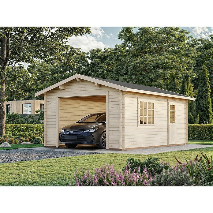 Palmako Garaje Roger (Medidas ext. (An x Pr): 426 x 598 cm, Madera, Natural, 19 m²) | BAUHAUS