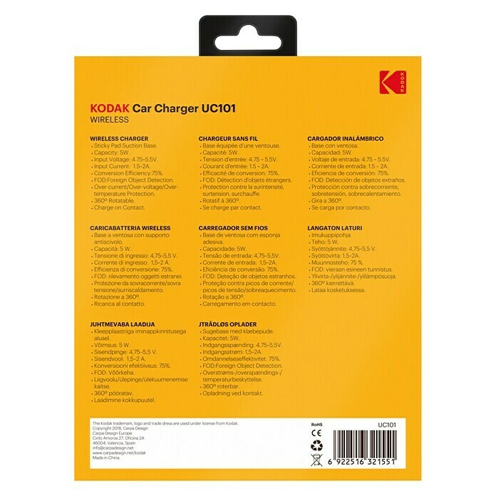 Kodak Soporte para tableta KODUC101 (L x An: 102 x 86,5 mm, Orientable 360°)