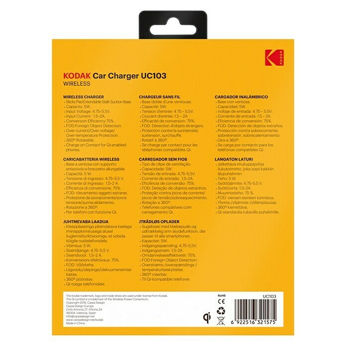 Kodak Soporte para tableta KODUC103 (L x An: 133 x 86,5 mm, Adaptable)