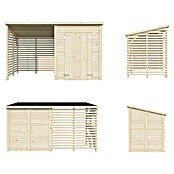 Palmako Caseta de jardín con leñero Leif (Medidas ext. (An x Pr): 377 x 187 cm, Madera, Natural) | BAUHAUS